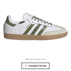 Adidas Samba White and Green Suede Sneakers